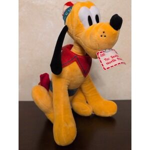 2024 Disney Parks Christmas Pluto Holiday Plush Stuffed Animal Toy 14"